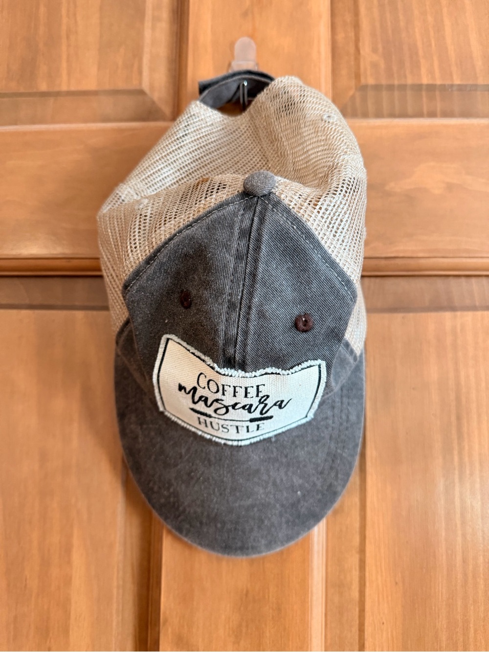 Coffee Mascara Hustle Patch Trucker Hat - Charcoal & Beige